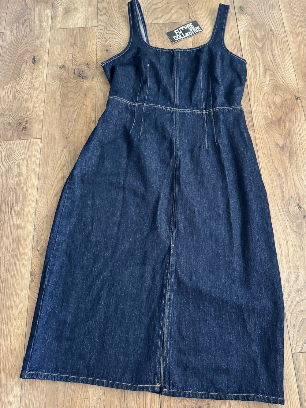 Future Collective Dark Blue Denim Overall Dress